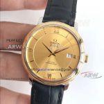 Best Replica Omega De Ville Gold Roman Dial Black Leather Mens Watches  (1)_th.jpg